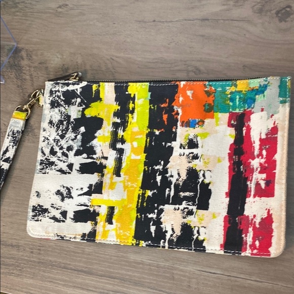 Abstract Multicolor Canvas Clutch - Picture 1 of 6